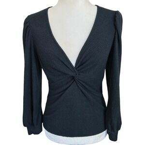 Nation LTD Kalani Ribbed Babydoll Top Small Whimsigoth V Neck Stretchy Tencel